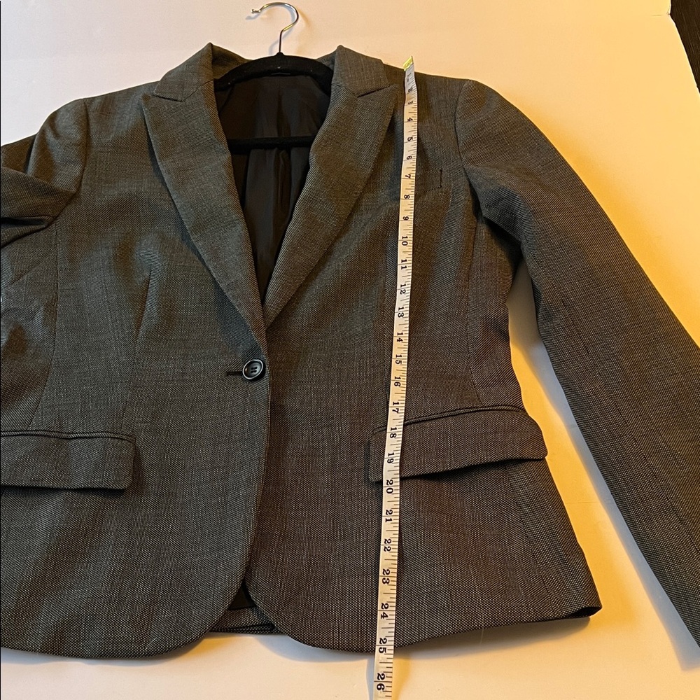 Theory Gabe One-Button Blazer Charcoal Wool Blend… - image 5